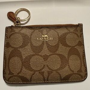 Coach Tan and Brown Monogram Skinny coin purse
